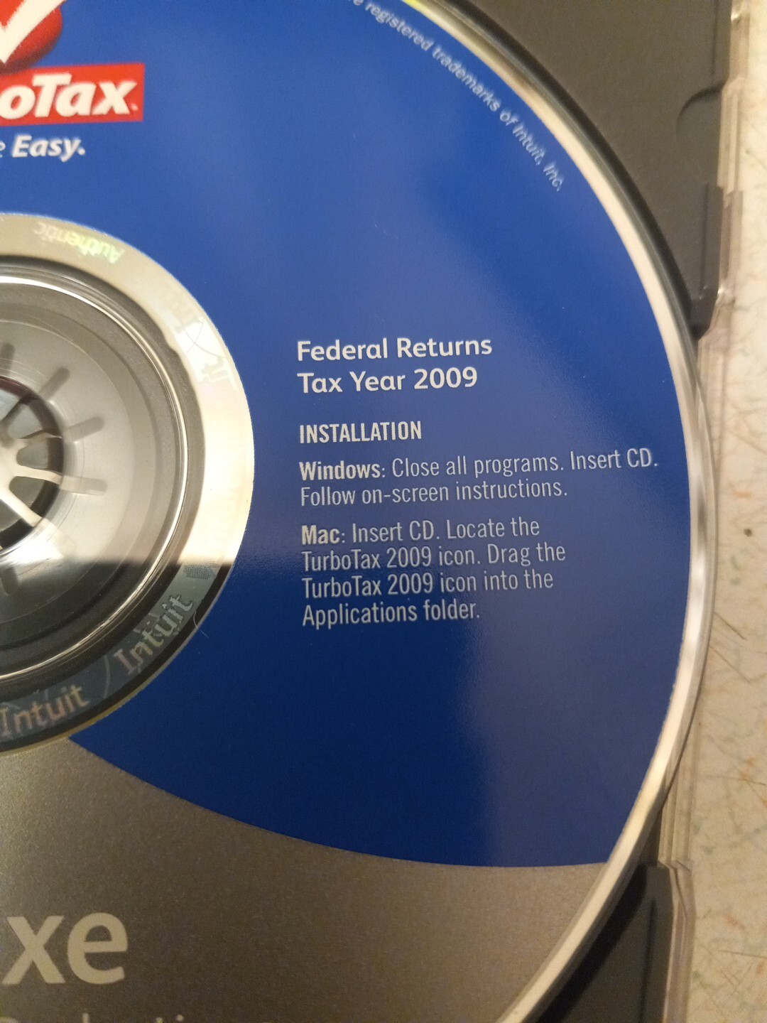INTUIT TURBOTAX DELUXE FEDERAL FOR TAX YEAR 2009