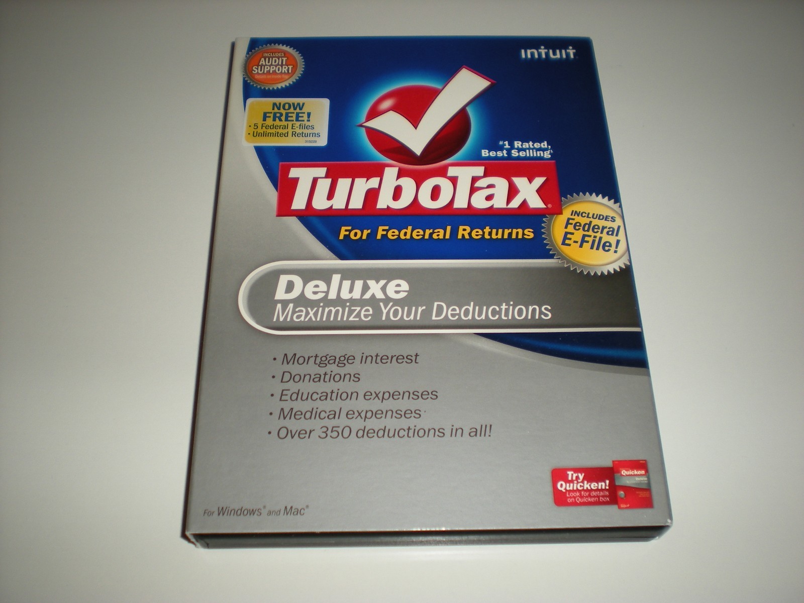 Turbotax 2008 Deluxe Federal only. New in box.