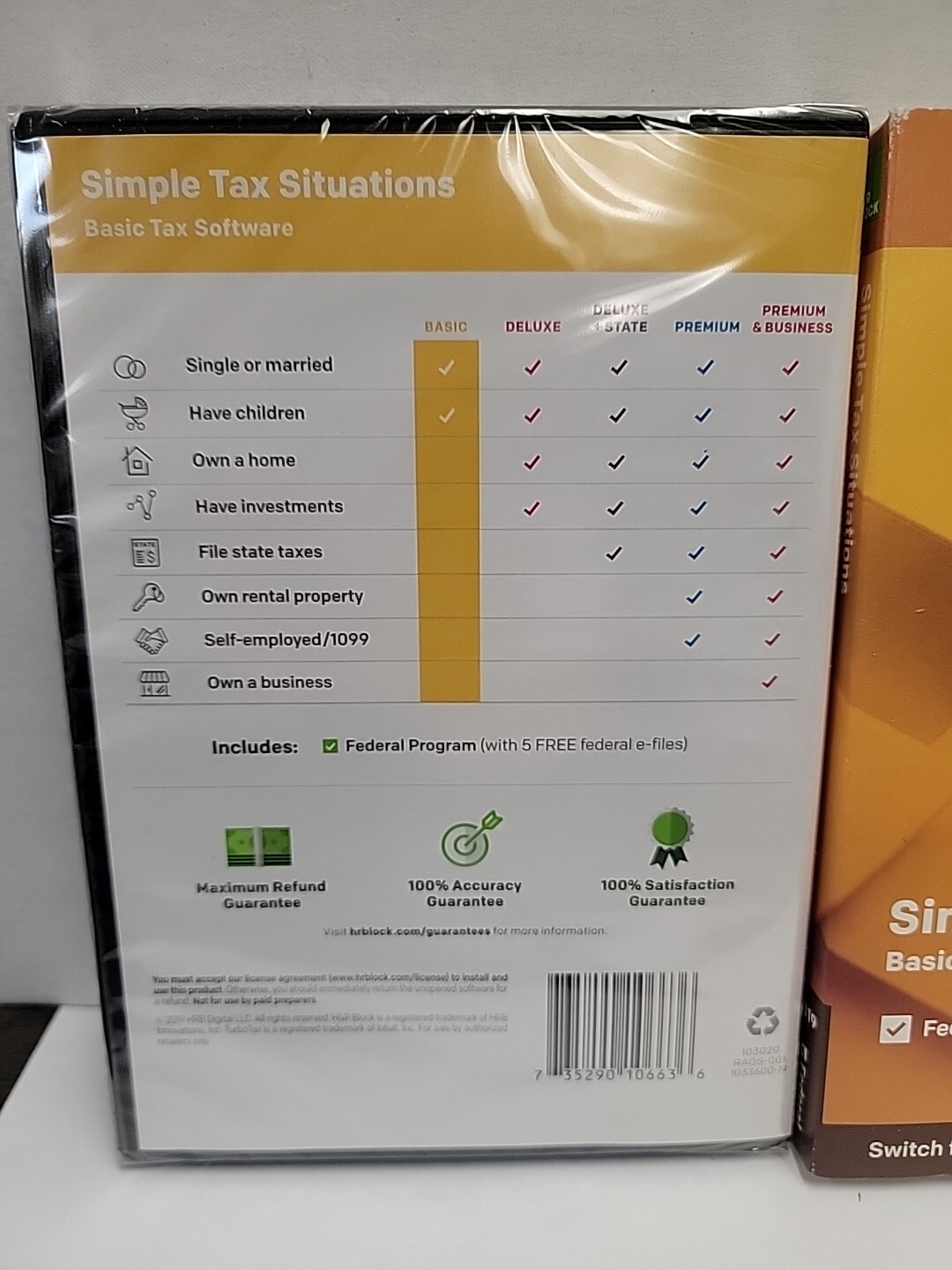 NEW H&R Block Basic Tax Software 2019 for 1 User, Windows 1033600-19 Simple Tax