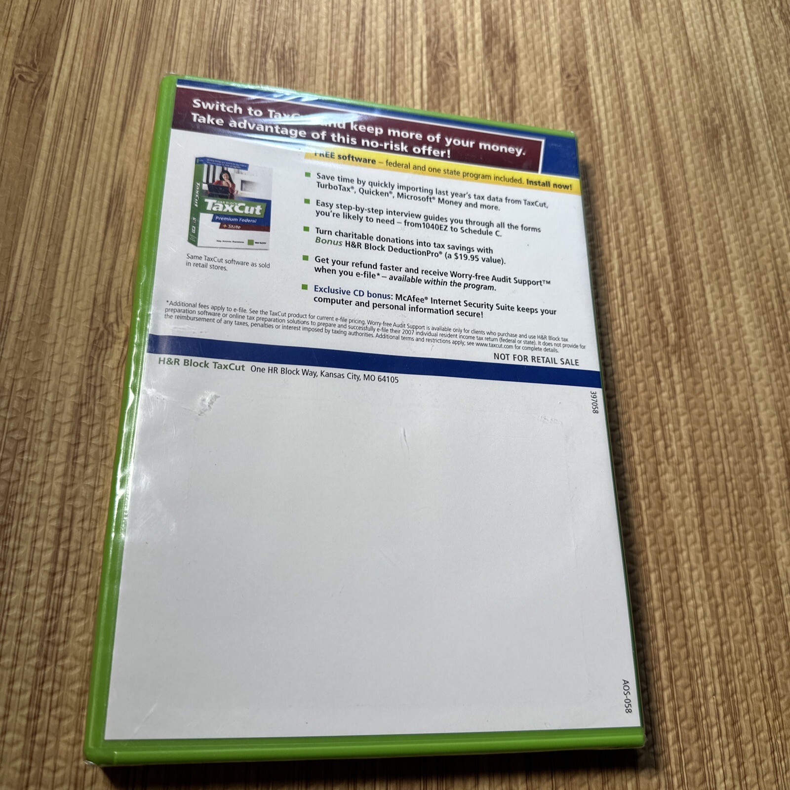 2007 Full Version TaxCut Premium Federal State + E-file CD ROM H & R Block
