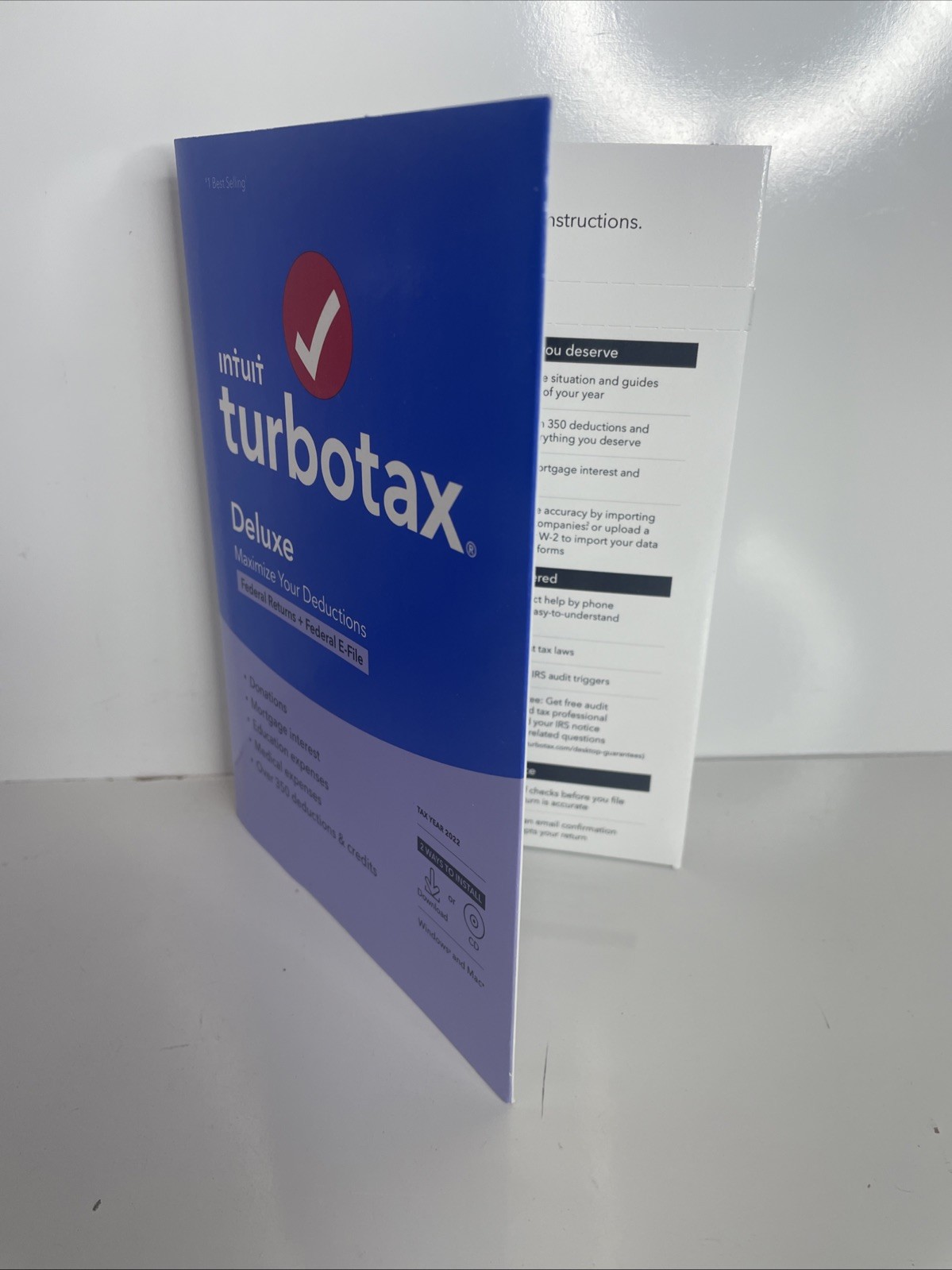 NEW Turbotax Deluxe 2022 Federal Return E-File NO STATE CD Physical Disc WIN MAC