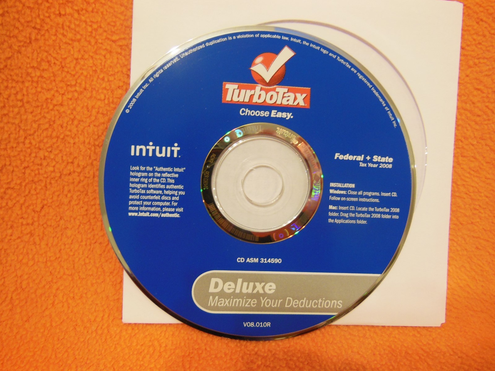 Intuit TURBOTAX 2008 DELUXE Deduction Maximizer – Windows & Mac