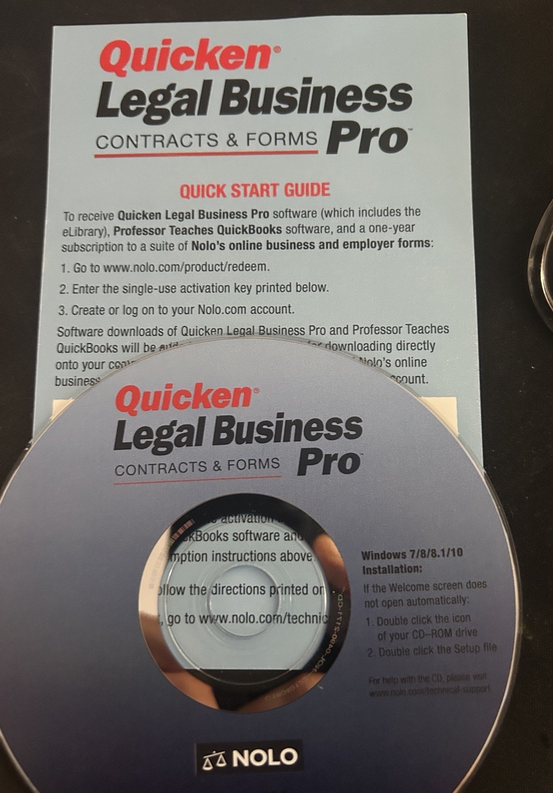 NOLO QUICKEN LEGAL BUSINESS PRO CONTRACTS & FORMS WINDOWS Key And CD NEW