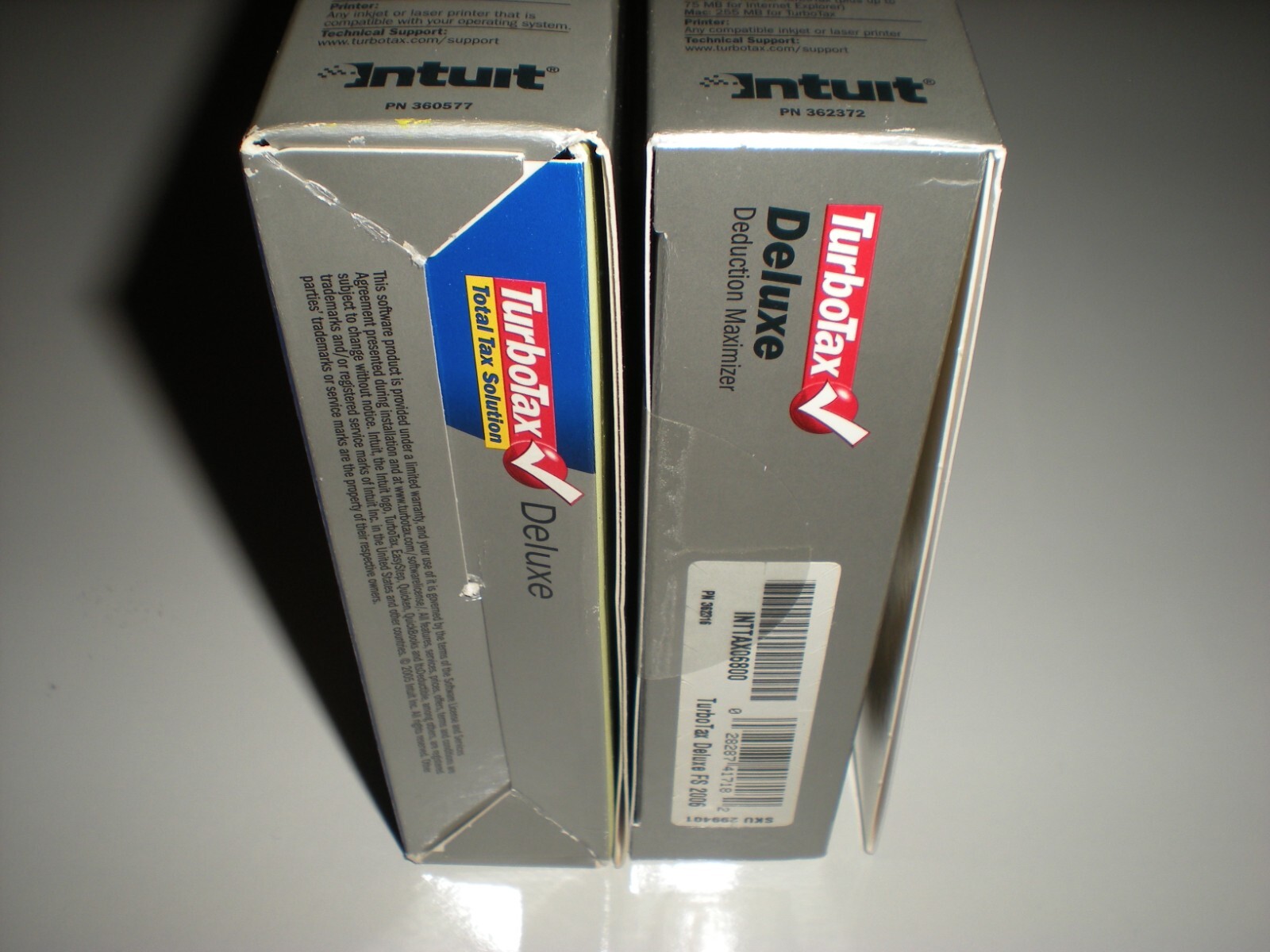 Turbotax 2005 & 2006 Deluxe with state. Turbo tax. New. 2005 package blemished.
