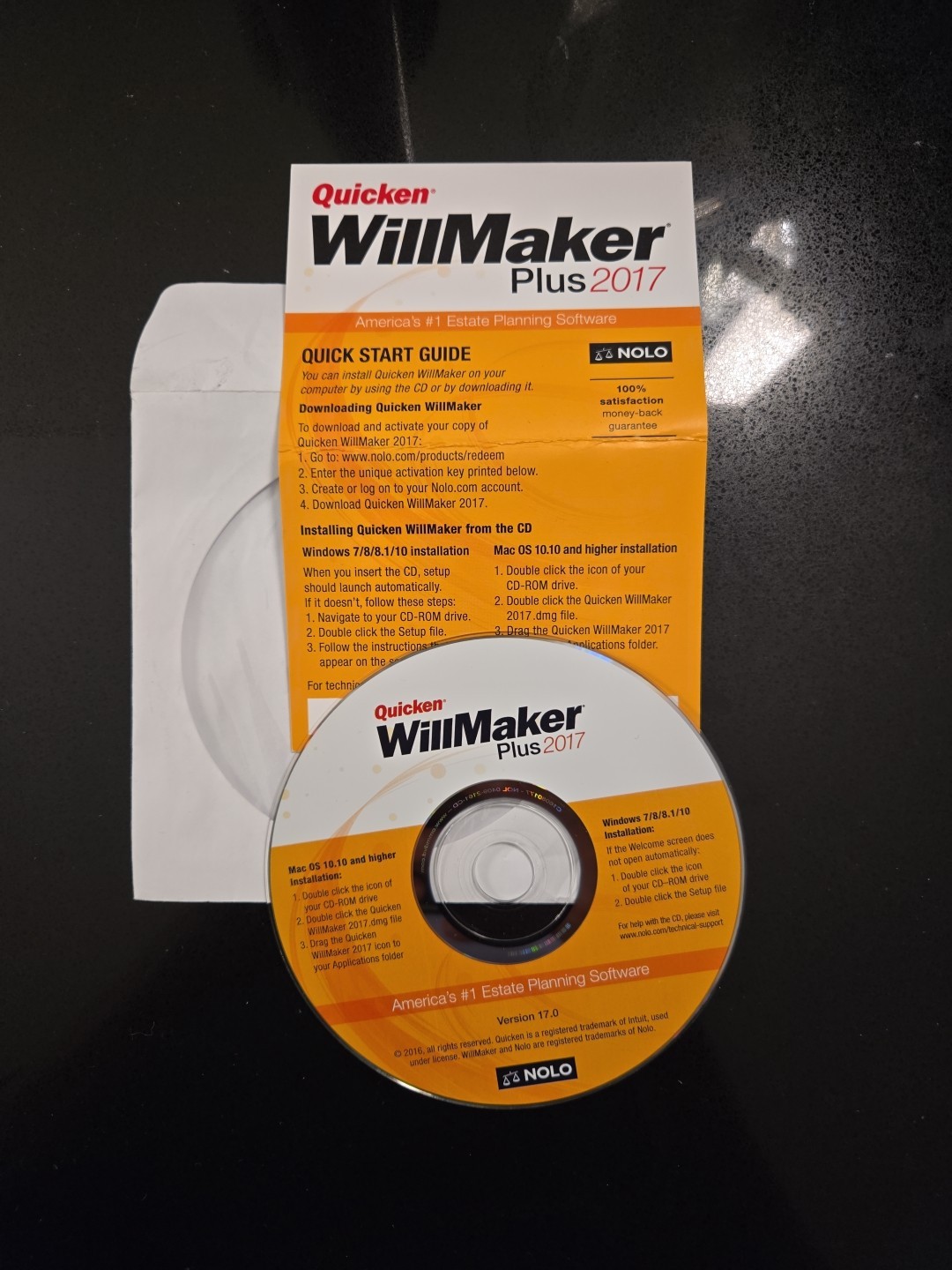 Quicken Willmaker Plus 2017 Version 17.0 NOLO- CD