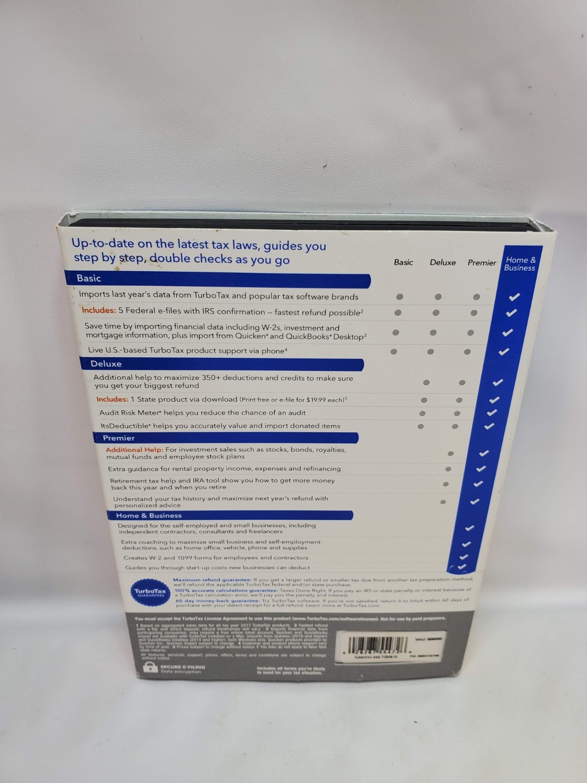Intuit TurboTax Home & Business 2018 Tax Preparation Software CD Case Cover