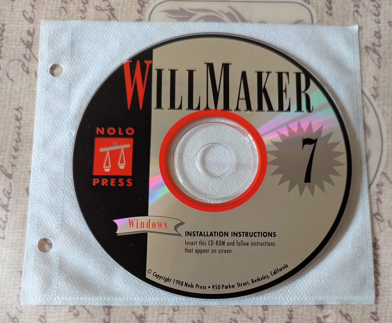 Nolo Press- Will Maker 7 Free Windows 1998 – CD-ROM