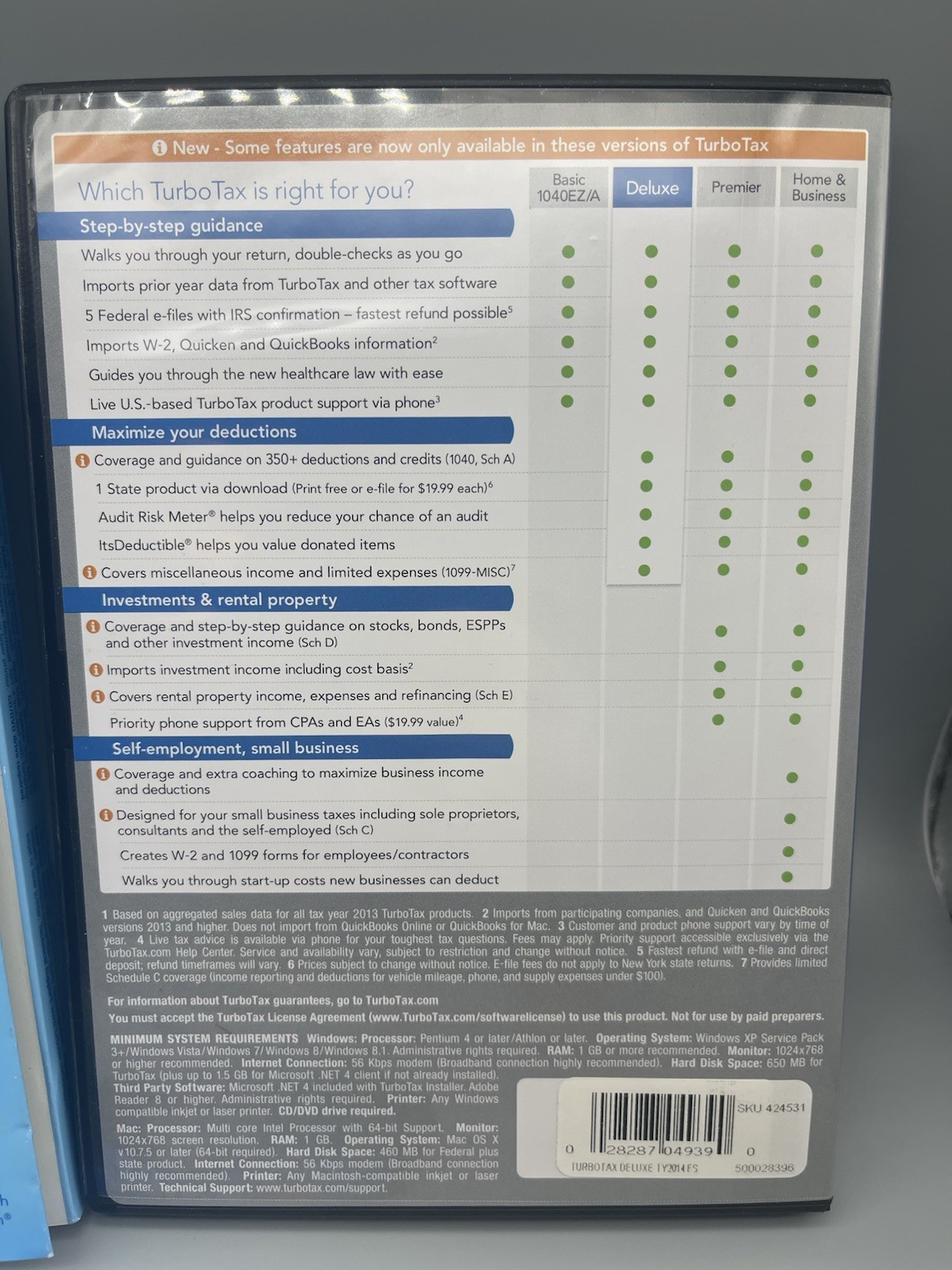 TurboTax Deluxe 2014 Federal & State Returns E-File Windows MAC Tax Software