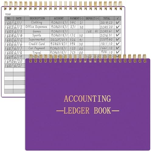 Accounting Ledger Book A5 Horizontal Ledger Books for Small Dark Purple