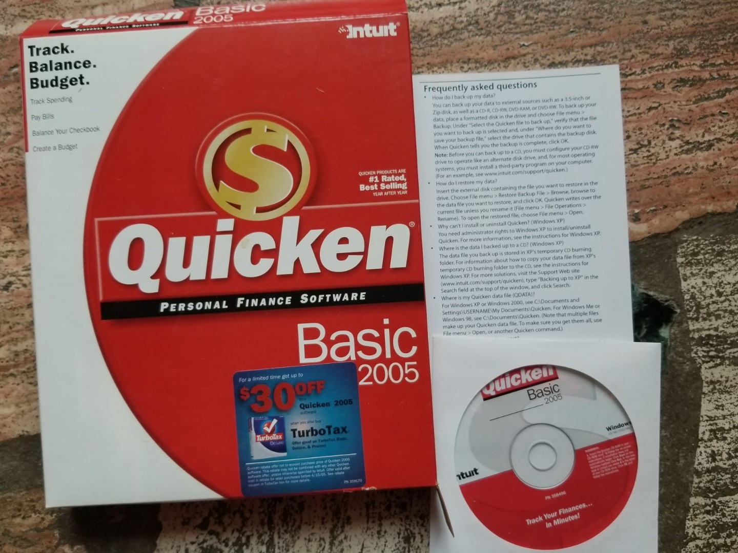 3 Disc Bundle Quicken Basic 99, Quicken 2000, Quicken 2005 For Windows 95/98/NT