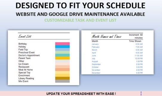 Excel Simple Customizable Automated First Calendar 2025 Scheduling