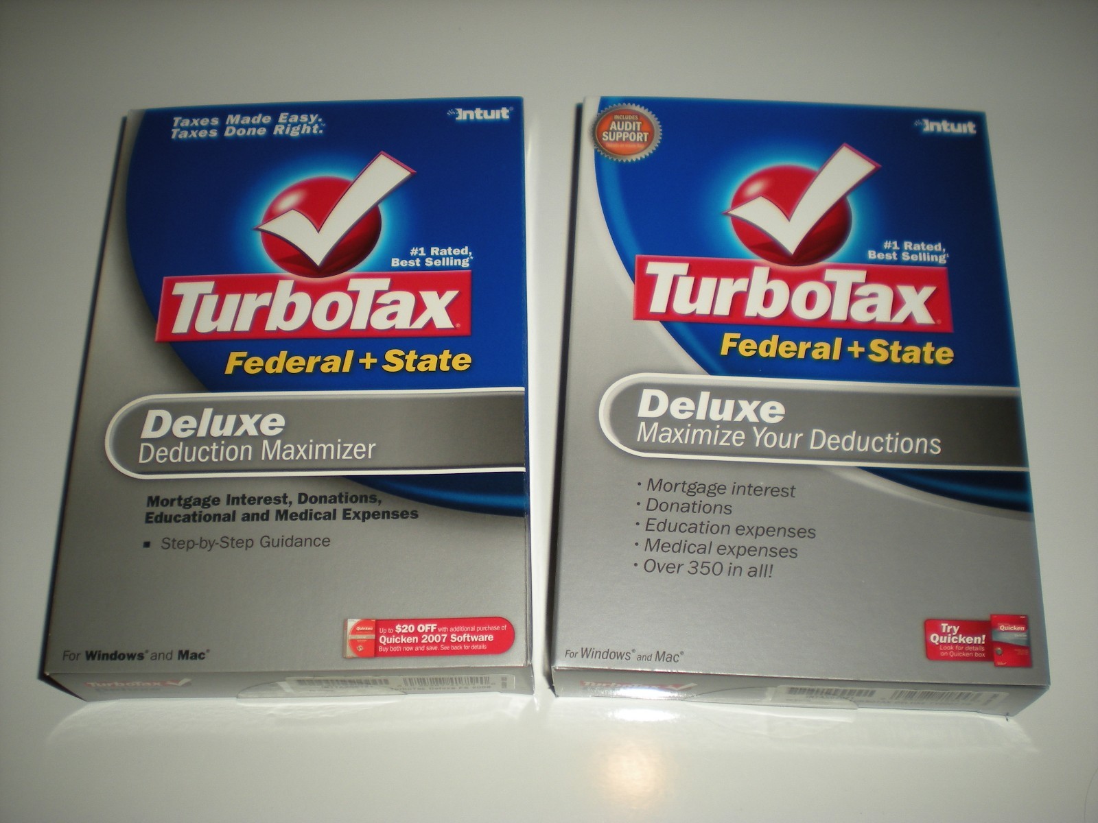 Turbotax 2006 & 2007 Deluxe with state. Turbo tax. New.