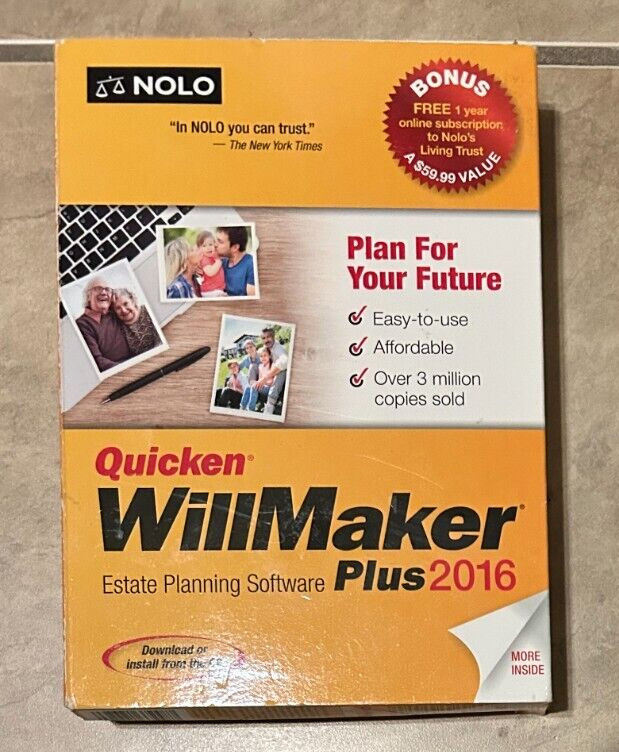 Nolo Quicken Will Maker Plus 2016 Retail Box NEW Factory Sealed