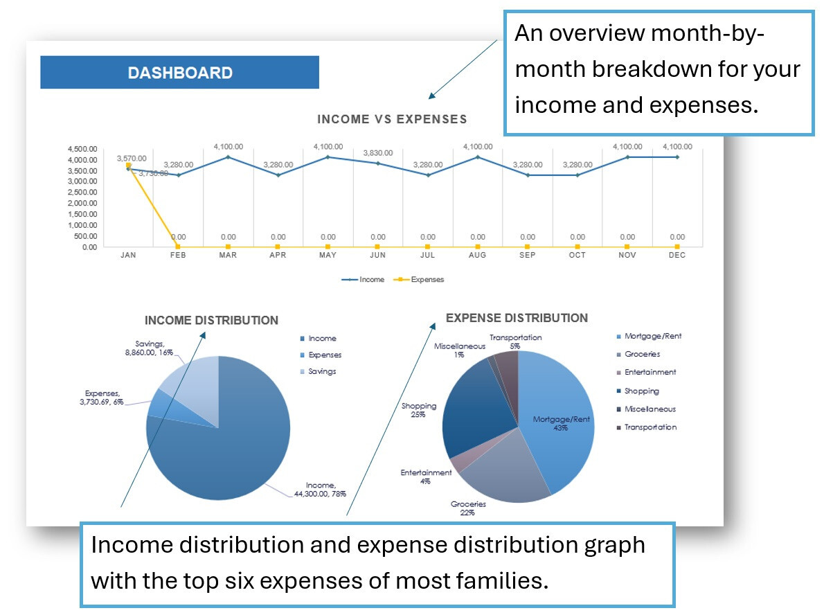 Monthly Budget Planner Worksheet (Excel) w/Instructions (DIGITAL)