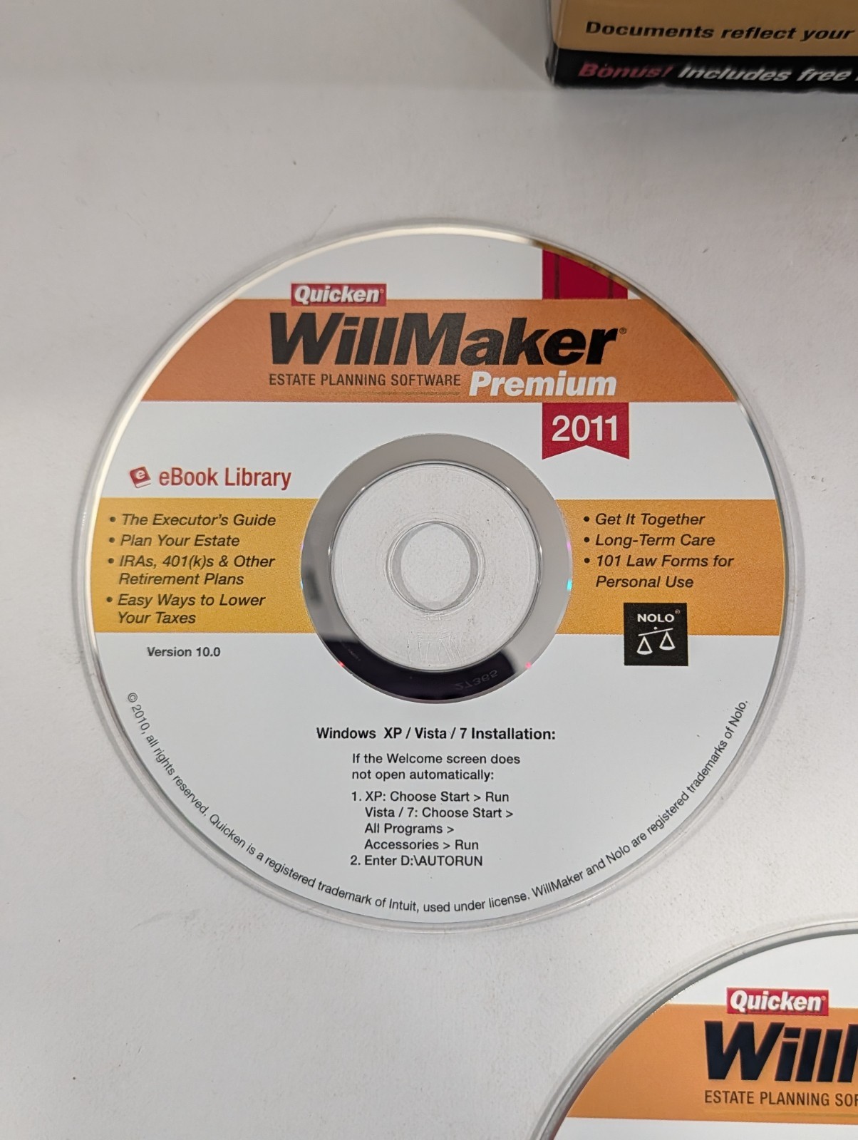 Quicken WillMaker PREMIUM 2011 – NOT COMPLETE – 4 Discs PC CD-ROM