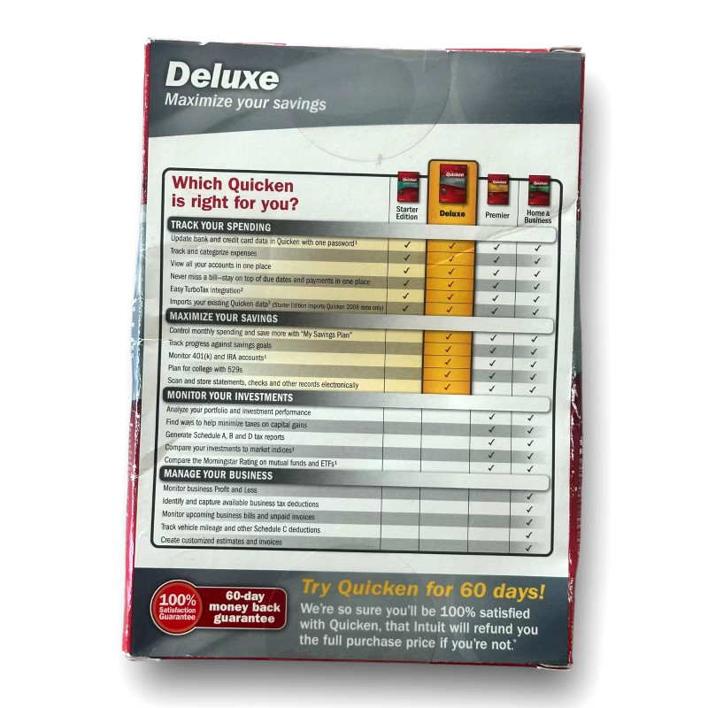 Intuit Quicken Deluxe 2009 For Windows XP/Vista NOT for Win 10/11