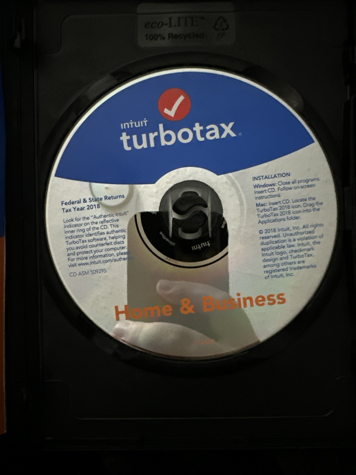 2018 TurboTax Home & Business federal e-file & state tax return for PC & Mac CD