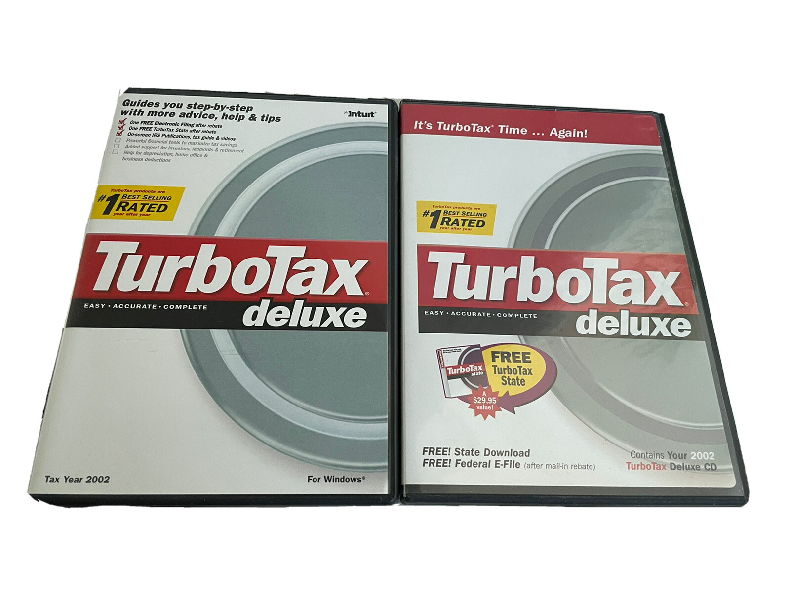 2 CDs Intuit TurboTax Deluxe Tax Year 2002 for Windows CD