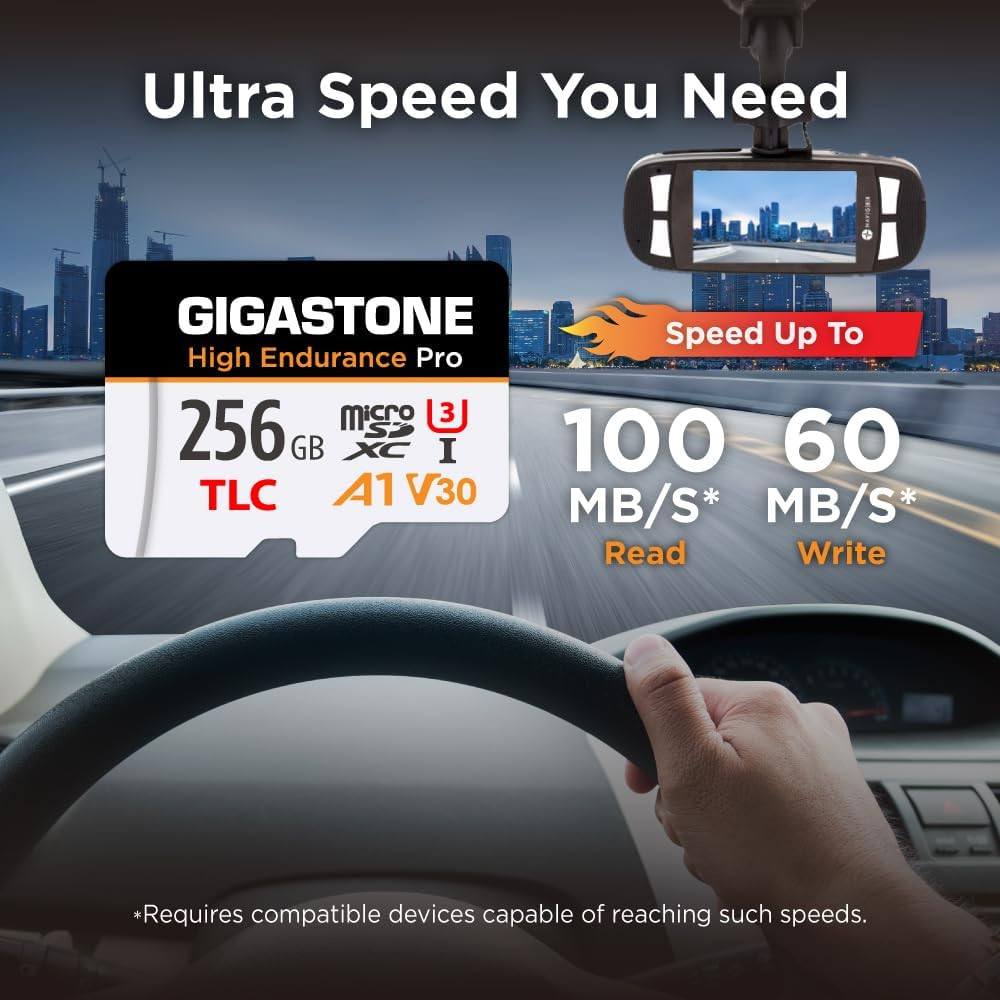 【5 Yrs Free Data Recovery】【Dash Cam】 256GB Micro SD Card, TLC High Endurance Pr