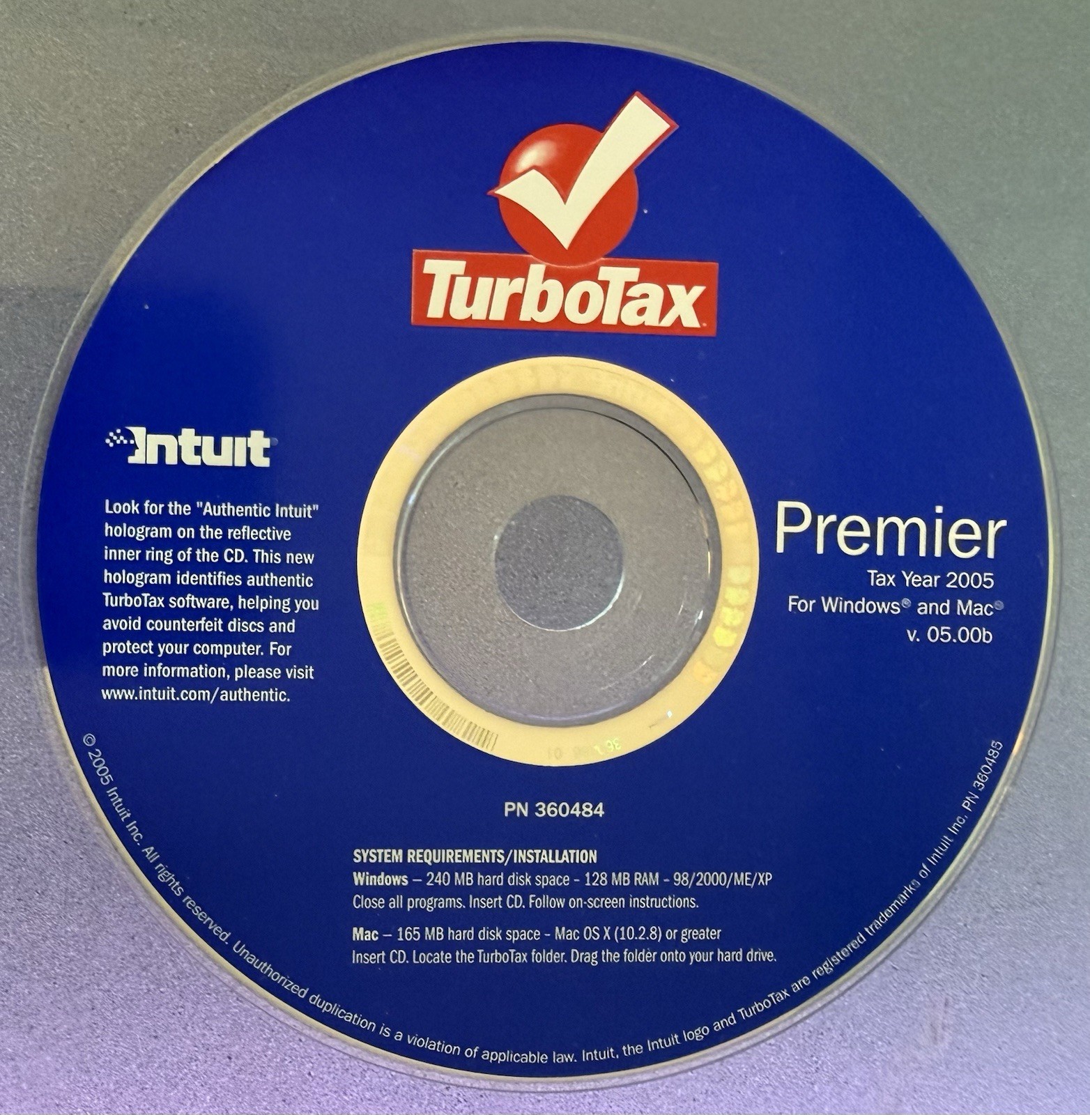 Turbotax Premier | For The Year 2005 PC/Mac | Intuit