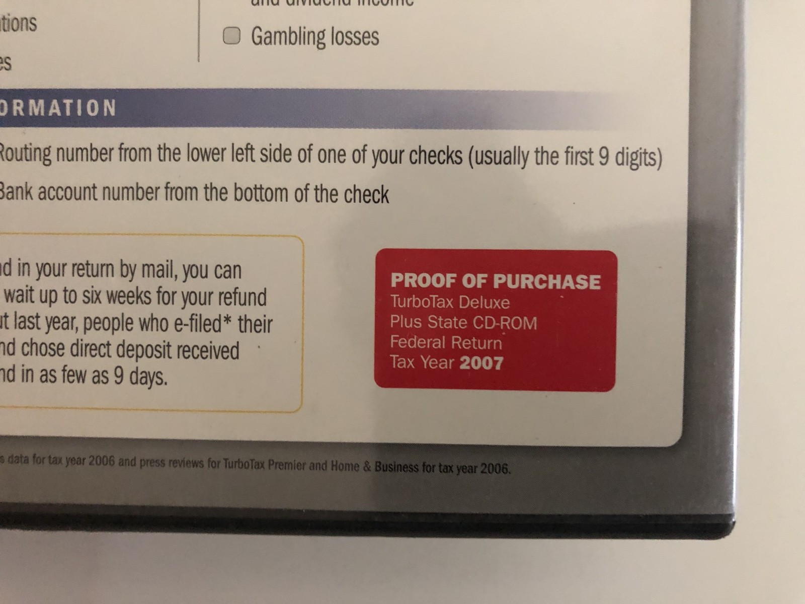 TurboTax Deluxe Turbo Tax – Year 2007 (used) and 2009 (new)
