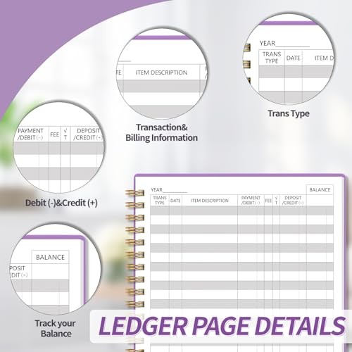 Accounting Ledger Book for Small Business Medium(8.4″ x 6.1″ ) Purple