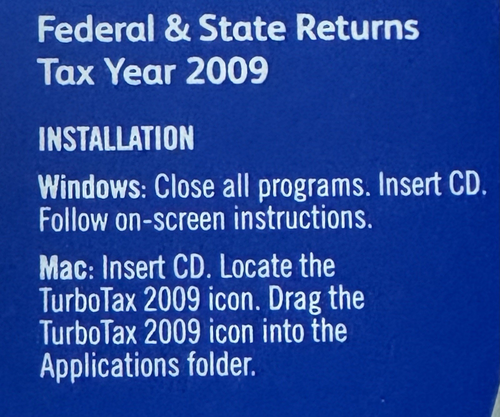 TurboTax Deluxe Federal & State Returns Tax Year 2009 for Windows & MAC