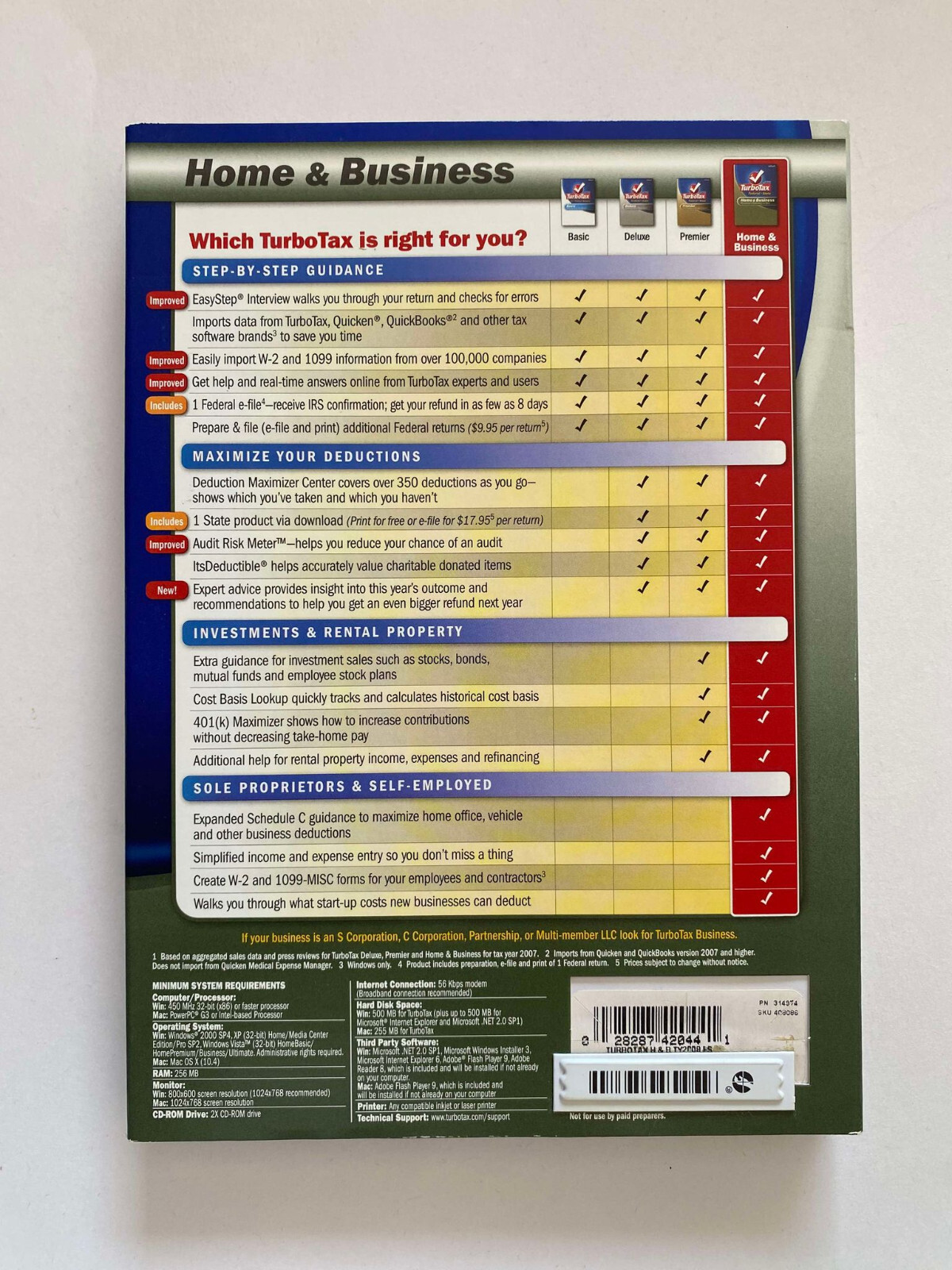 2008 TurboTax Home & Business Windows & Mac CD Federal & State returns VERY GOOD